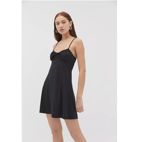 UO UO June Bug Tie-Front Mini Dress Black Strappy - Picture 3 of 4